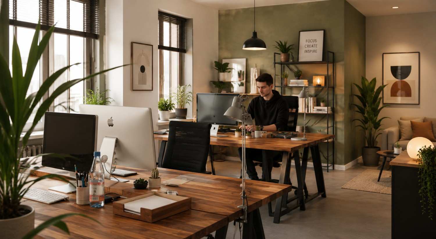 Modern open-plan office with contemporary furniture